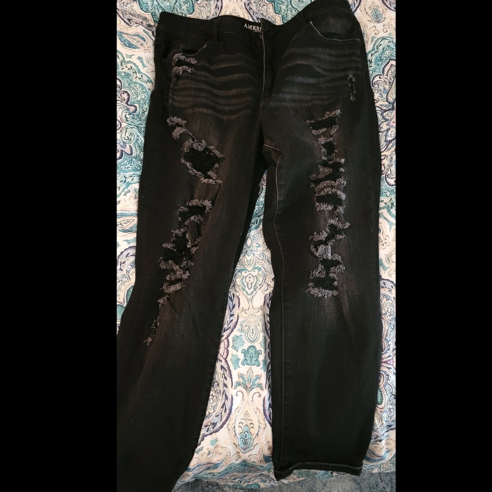 Distressed black jeans